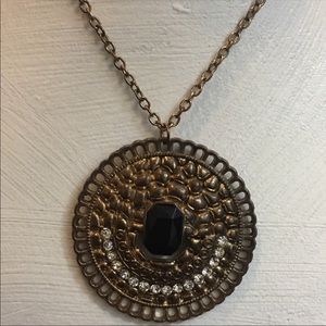 Large hammered textured medallion necklace